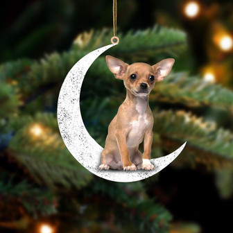 Chihuahua 2-Sit On The Moon-Two Sided Ornament - Thegiftio UK