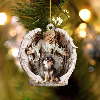 chihuahua-Angel Hug Winter Love Two Sided Ornament - Thegiftio UK