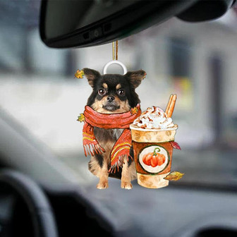 Chihuahua Long Haired-Pumpkin Spice Kinda-Two Sided Ornament - Thegiftio UK