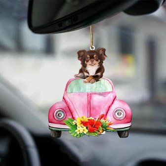 Chihuahua-Pink Hippie Car-Two Sided Ornament - Thegiftio UK