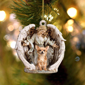 chihuahua3-Angel Hug Winter Love Two Sided Ornament - Thegiftio UK