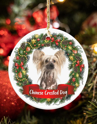 Chinese Crested-Noel Circle-Two Sided Ornament - Thegiftio