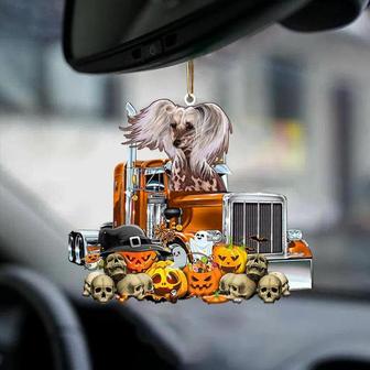 Chinese Crested-Pumpkin & Truck Car Hanging Ornament - Thegiftio UK