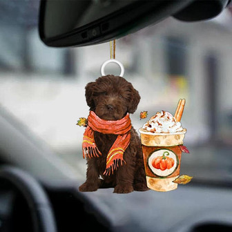 CHOCOLATE Labradoodle-Pumpkin Spice Kinda-Two Sided Ornament - Thegiftio UK