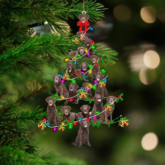 Chocolate Labrador Retriever-Christmas Tree Lights-Two Sided Ornament - Thegiftio