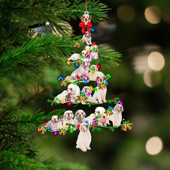 Clumber Spaniel-Christmas Tree Lights-Two Sided Ornament - Thegiftio UK