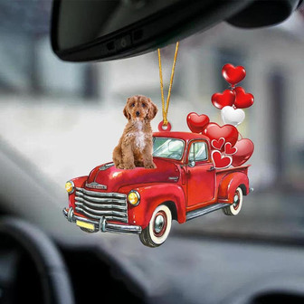 Cockapoo-Red Sports car-Two Sided Ornament - Thegiftio UK