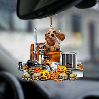 Cocker Spaniel-Pumpkin & Truck Car Hanging Ornament - Thegiftio UK