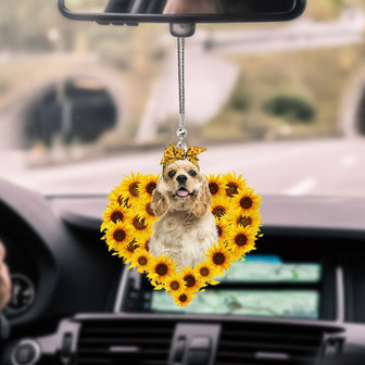 Cocker Spaniel-Sunflower Heart gift Car Ornament - Thegiftio