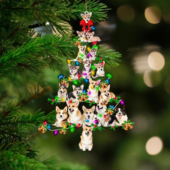 Corgi-Christmas Tree Lights-Two Sided Ornament - Thegiftio UK