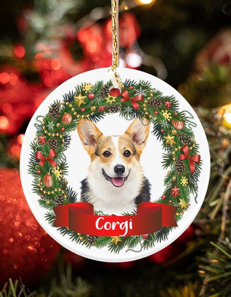 Corgi-Noel Circle-Two Sided Ornament - Thegiftio UK