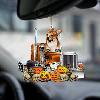 Corgi-Pumpkin & Truck Car Hanging Ornament - Thegiftio UK