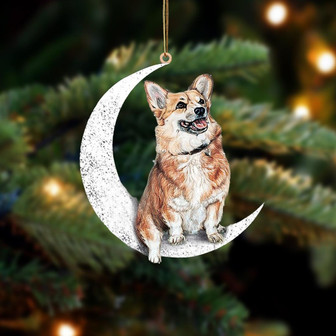 Corgi-Sit On The Moon-Two Sided Ornament - Thegiftio UK