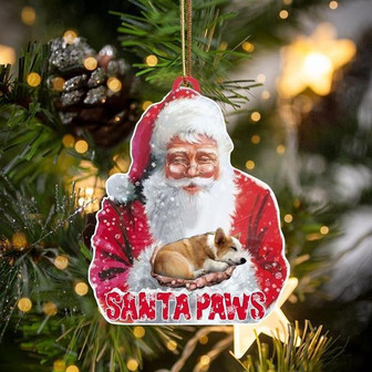 Corgi2-Santa Paws-Two Sided Ornament - Thegiftio UK