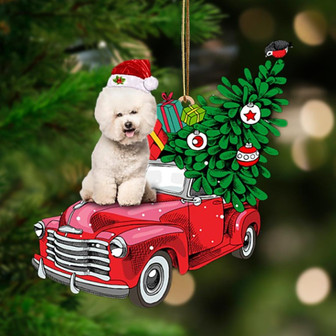 CREAM Bichon Frise-Pine Truck Hanging Ornament - Thegiftio UK