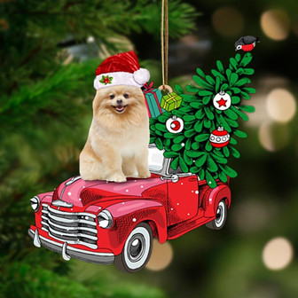 CREAM Pomeranian-Pine Truck Hanging Ornament - Thegiftio UK