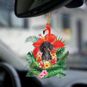 Dachshund 2-Dog And Flamingo-Two Sided Ornament - Thegiftio UK