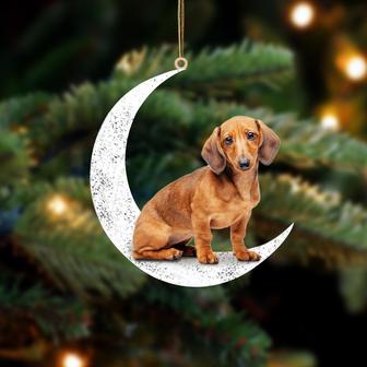 Dachshund 2-Sit On The Moon-Two Sided Ornament - Thegiftio UK