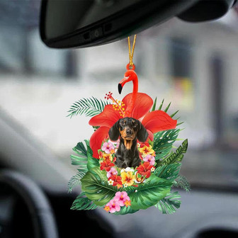 Dachshund 3-Dog And Flamingo-Two Sided Ornament - Thegiftio UK
