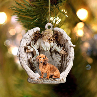 Dachshund (7)-Angel Hug Winter Love Two Sided Ornament - Thegiftio