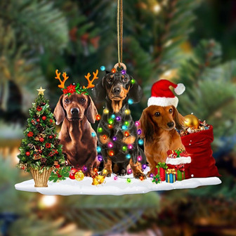 Dachshund-Christmas Dog Friends Hanging Ornament - Thegiftio UK