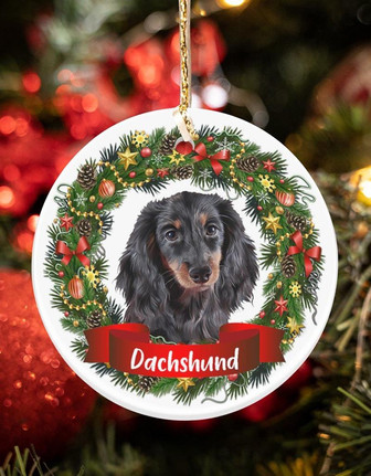 Dachshund-Noel Circle-Two Sided Ornament - Thegiftio UK