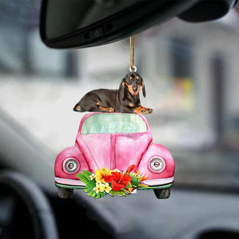 Dachshund-Pink Hippie Car-Two Sided Ornament - Thegiftio UK