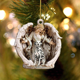 dalmatian-Angel Hug Winter Love Two Sided Ornament - Thegiftio UK