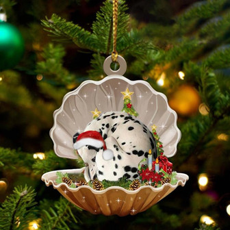 Dalmatian3-Sleeping Pearl in Christmas Two Sided Ornament - Thegiftio UK