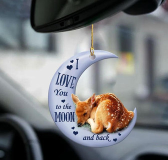 Deer moon back deer lover two sided ornament - Thegiftio