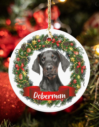 Doberman-Noel Circle-Two Sided Ornament - Thegiftio UK