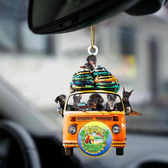 Doberman-Orange Hippie Van-Two Sided Ornament - Thegiftio UK