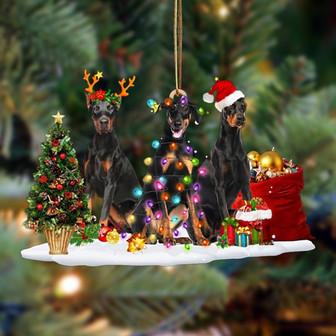 Doberman Pinscher-Christmas Dog Friends Hanging Ornament - Thegiftio UK
