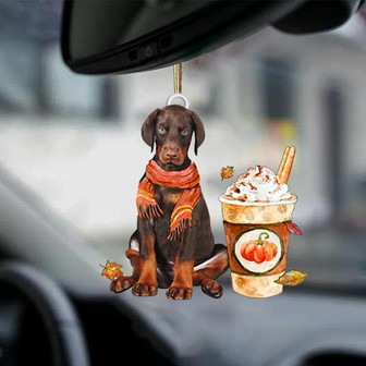 Doberman2-Pumpkin Spice Kinda-Two Sided Ornament - Thegiftio UK