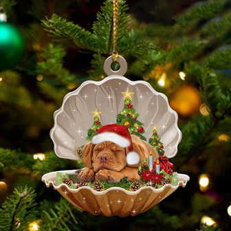 Dogue De Bordeaux3-Sleeping Pearl in Christmas Two Sided Ornament - Thegiftio UK
