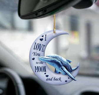 Dolphin moon back dolphin lover two sided ornament - Thegiftio UK