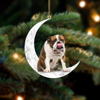 English Bulldog 2-Sit On The Moon-Two Sided Ornament - Thegiftio UK