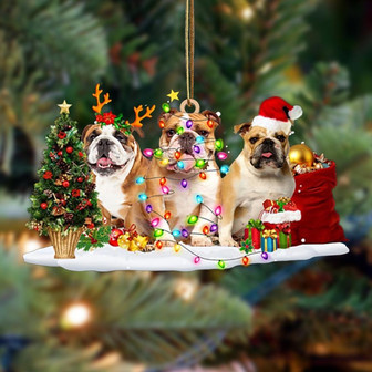 English Bulldog-Christmas Dog Friends Hanging Ornament - Thegiftio UK