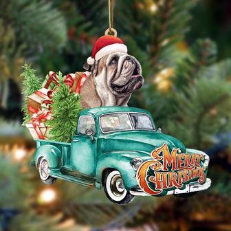 English Bulldog-Green Truck Hanging Ornament - Thegiftio UK