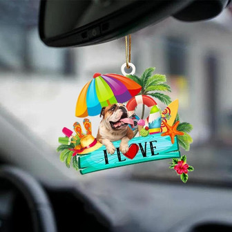 English Bulldog-I Love Summer-Two Sided Ornament - Thegiftio UK