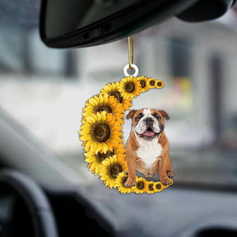 English Bulldog-Sunflower Be Kind Car Ornament - Thegiftio UK