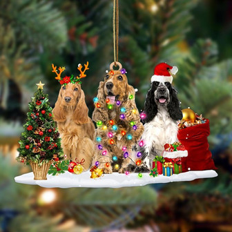 English Cocker Spaniel-Christmas Dog Friends Hanging Ornament - Thegiftio UK