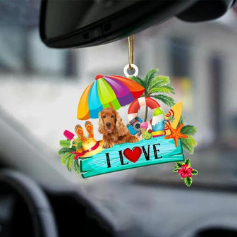 English Cocker Spaniel Red-I Love Summer-Two Sided Ornament - Thegiftio UK