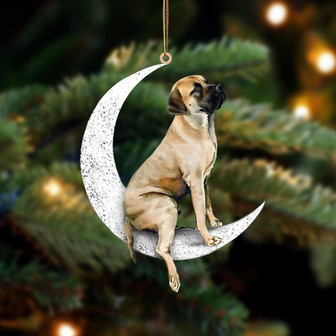 English mastiff-Sit On The Moon-Two Sided Ornament - Thegiftio UK