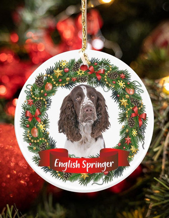 English Springer-Noel Circle-Two Sided Ornament - Thegiftio UK