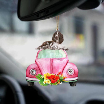 English Springer Spaniel-Pink Hippie Car-Two Sided Ornament - Thegiftio UK