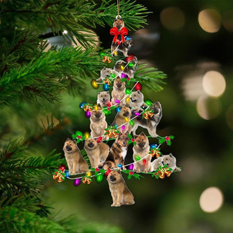 Eurasier-Christmas Tree Lights-Two Sided Ornament - Thegiftio UK