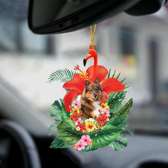 Eurasier-Dog And Flamingo-Two Sided Ornament - Thegiftio UK