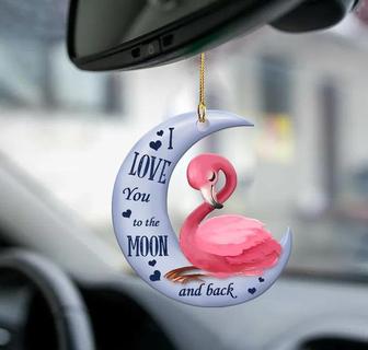 Flamingo moon back flamingo lover bird lovers two sided ornament - Thegiftio UK
