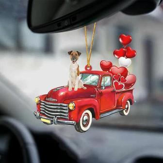 Fox Terrier-Red Sports car-Two Sided Ornament - Thegiftio UK